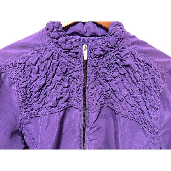 Athletech Womens‎ Lightweight Purple Zip-Up Jacket Smocked Accents Size XL - Picture 5 of 15